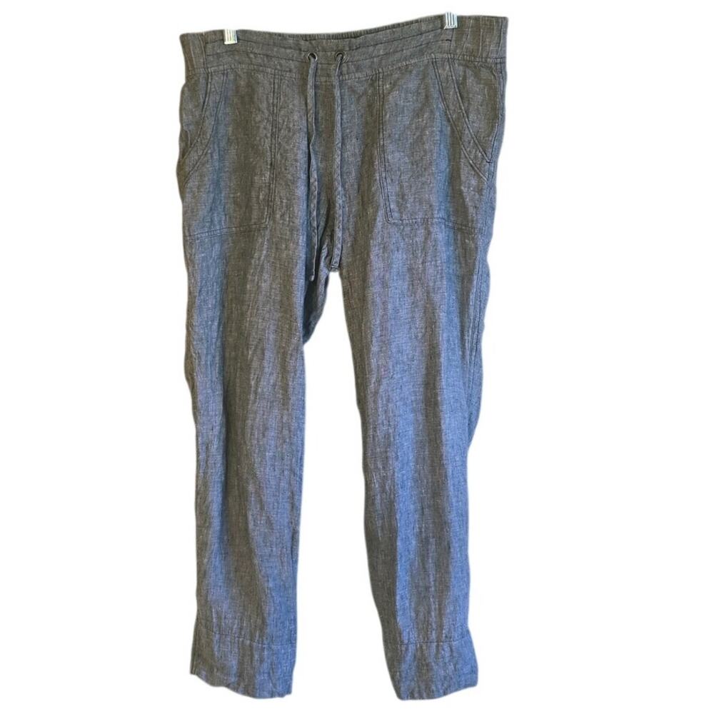 Athleta linen gray slim ankle pants size 10